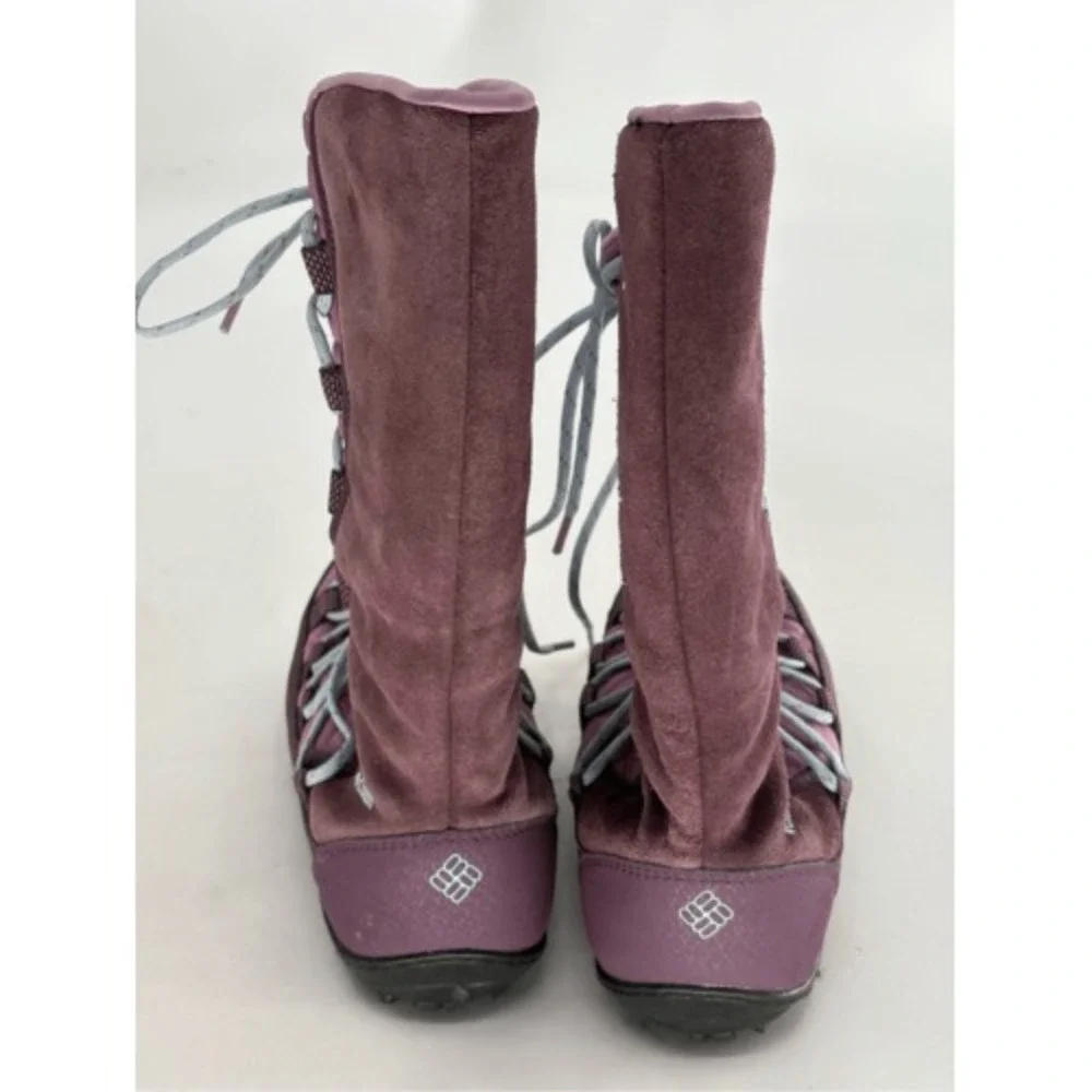Columbia Boots Waterproof Winter Tall Loveland Kids Girls 4 Purple Pink Lace‎ Up